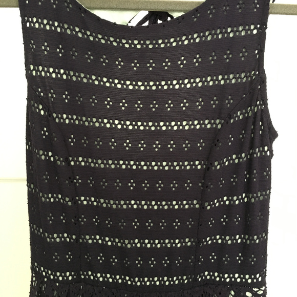 Anthropologie Crochet Dress XS Navy Mint - Picture 4 of 8